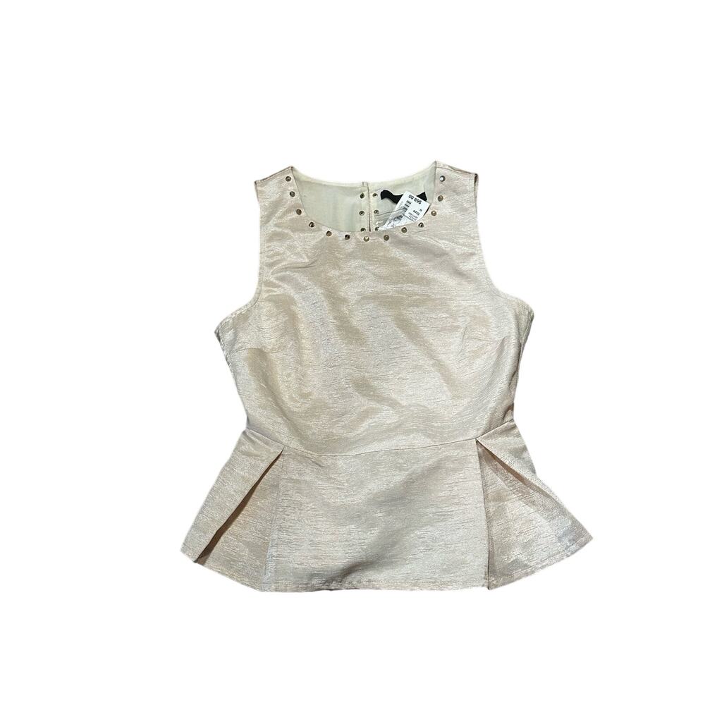 NWT Champagne Studded Open Back Peplum Top Medium- South Moon Under